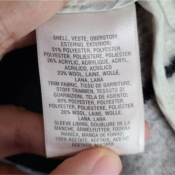 Elevenses Women's Wool Blend Cream/Black Coat Size Small - Picture 7 of 7